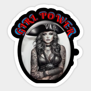 Girl power tattoed pirate queen Sticker